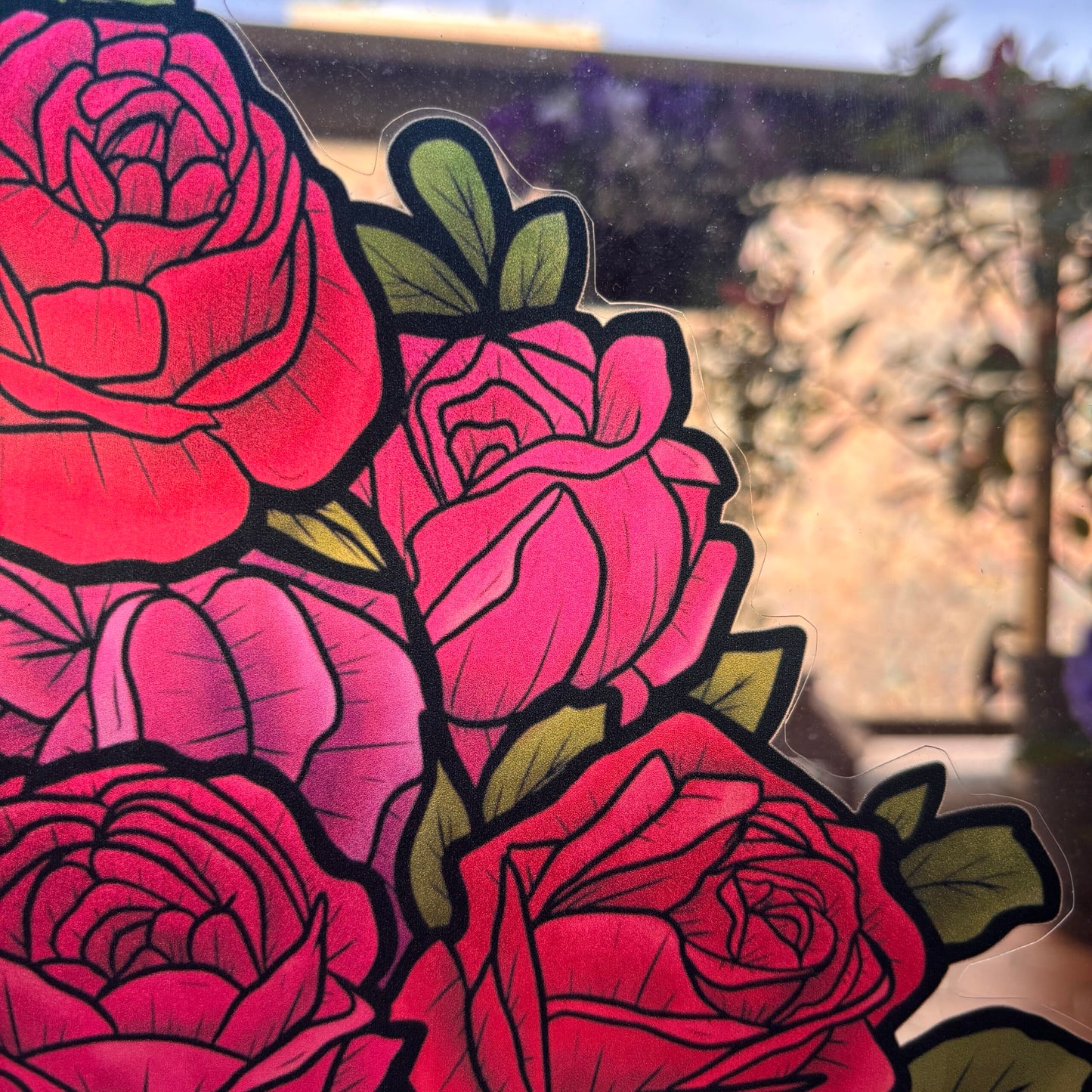 Petits coins Roses. Sticker repositionnable. A4 à découper.