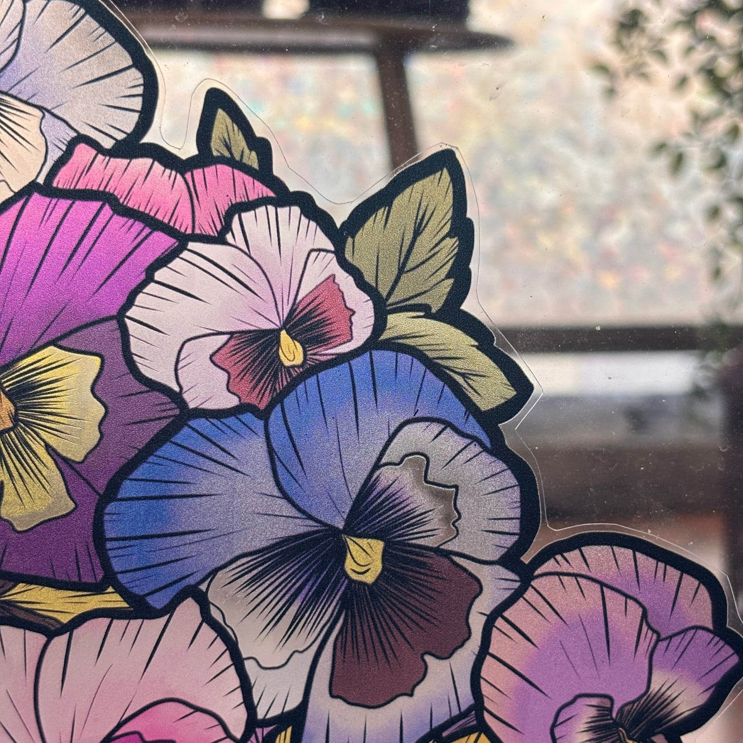 Pensées et tournesols. Stickers repositionnables. A4 à découper.
