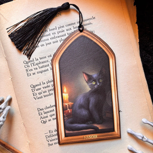 Le chat de la Sorcière. Marque Page chat noir