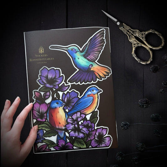 Le chant des oiseaux. Stickers repositionnables. A4 à découper.