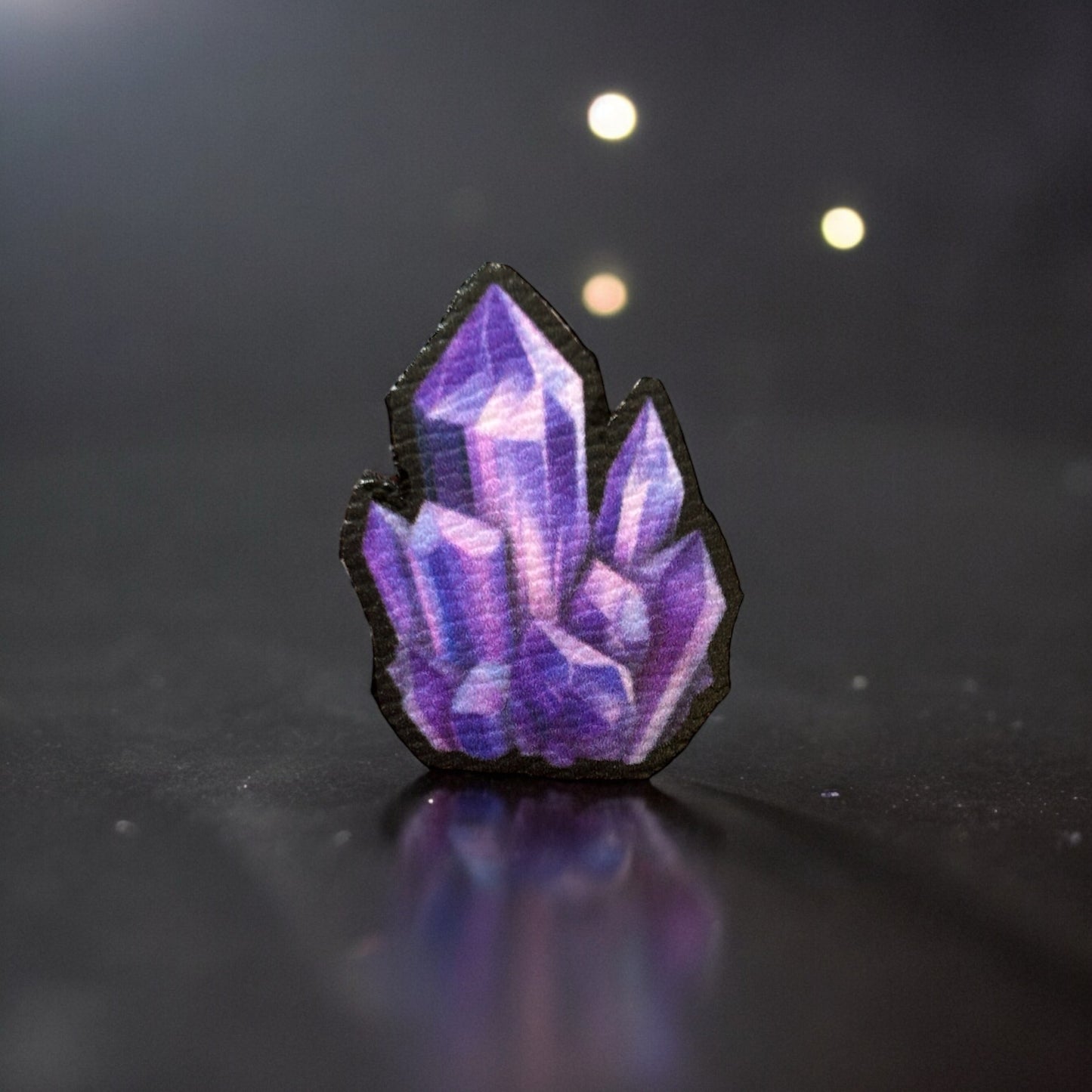 Mini Pins. Cristaux améthyste. Bijou.