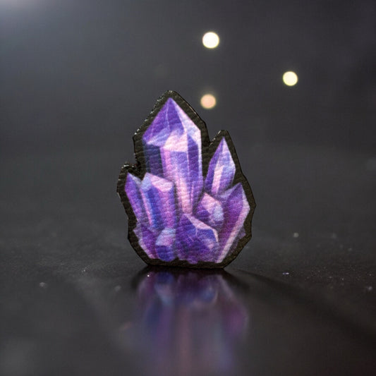 Mini Pins. Cristaux améthyste. Bijou.