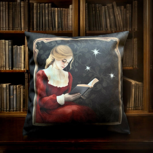 À la bibliothèque. Housse de coussin