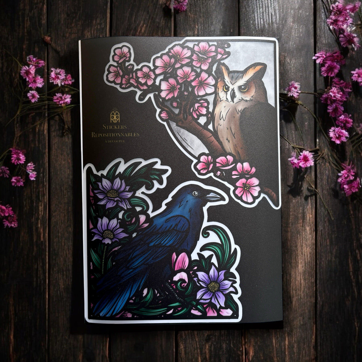 Oiseaux de printemps. Stickers repositionnables. A4 à découper.