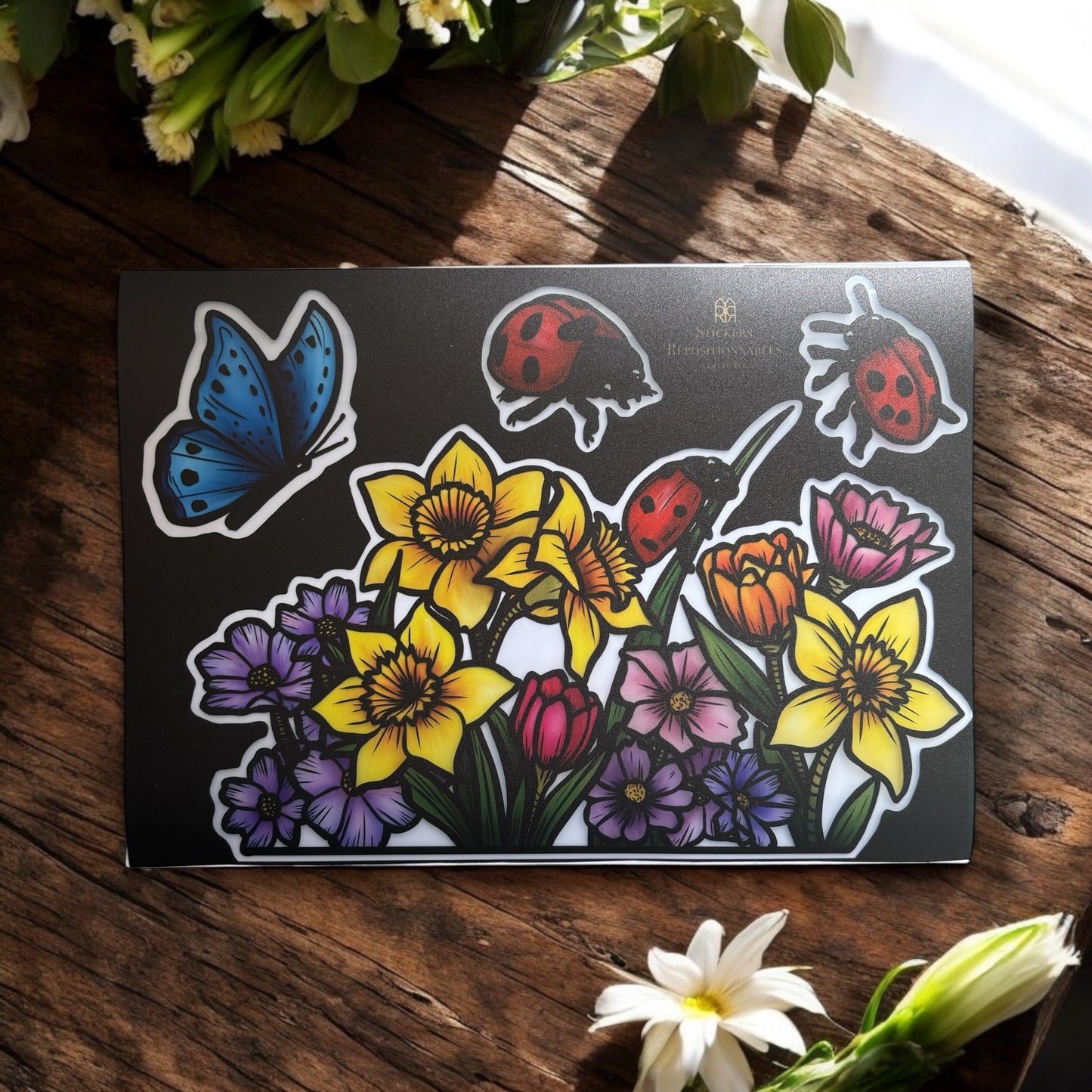 Le printemps. Stickers repositionnables. A4 à découper.