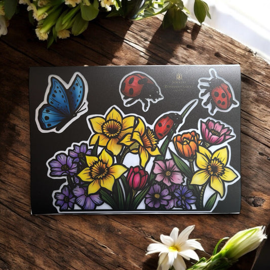 Le printemps. Stickers repositionnables. A4 à découper.