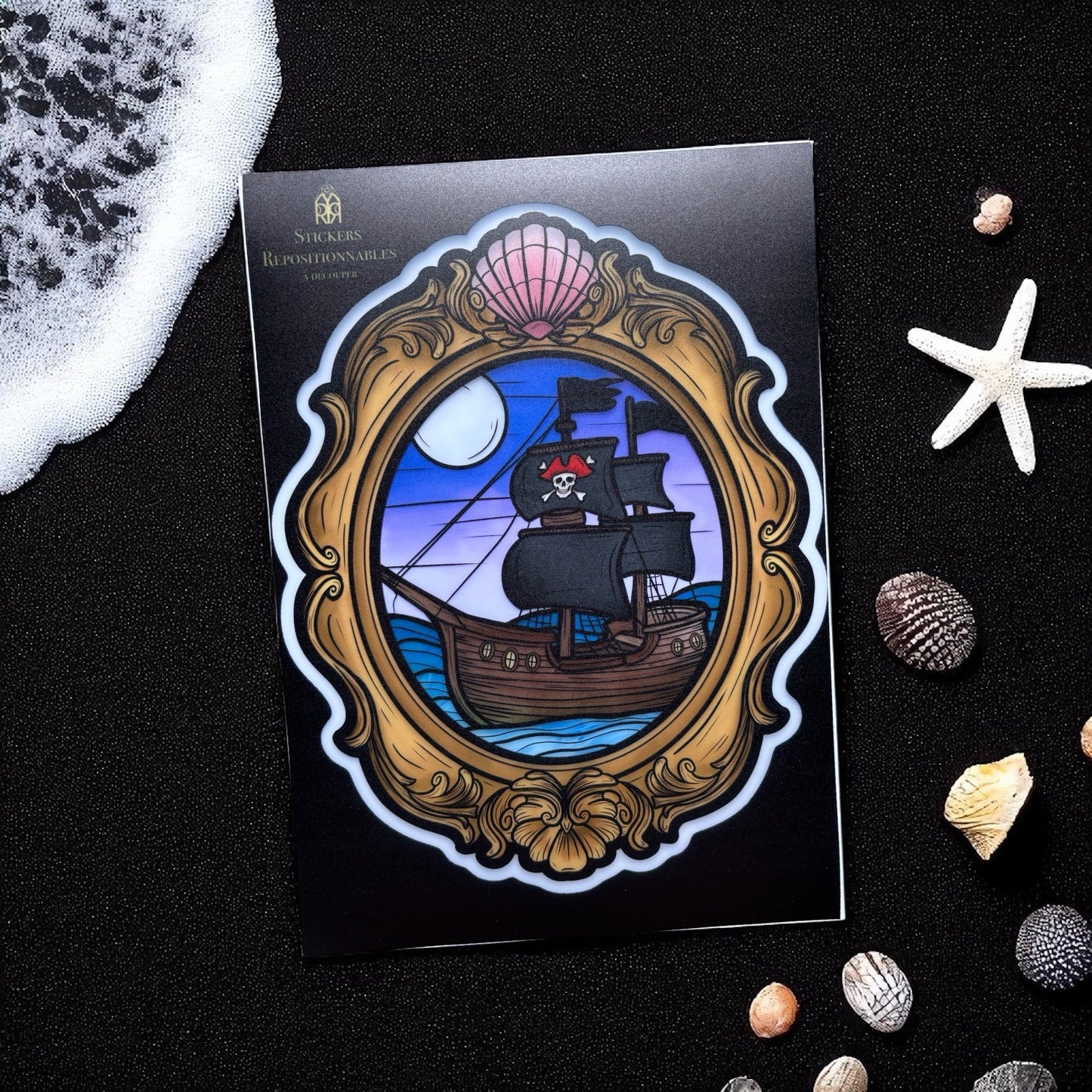 Bateau pirate. Stickers repositionnables. A4 à découper.