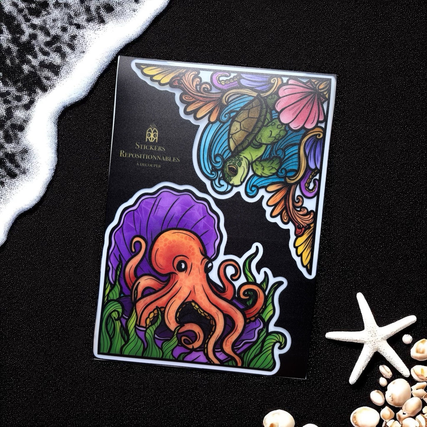Curiosités marines. Stickers repositionnables. A4 à découper.