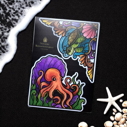 Curiosités marines. Stickers repositionnables. A4 à découper.