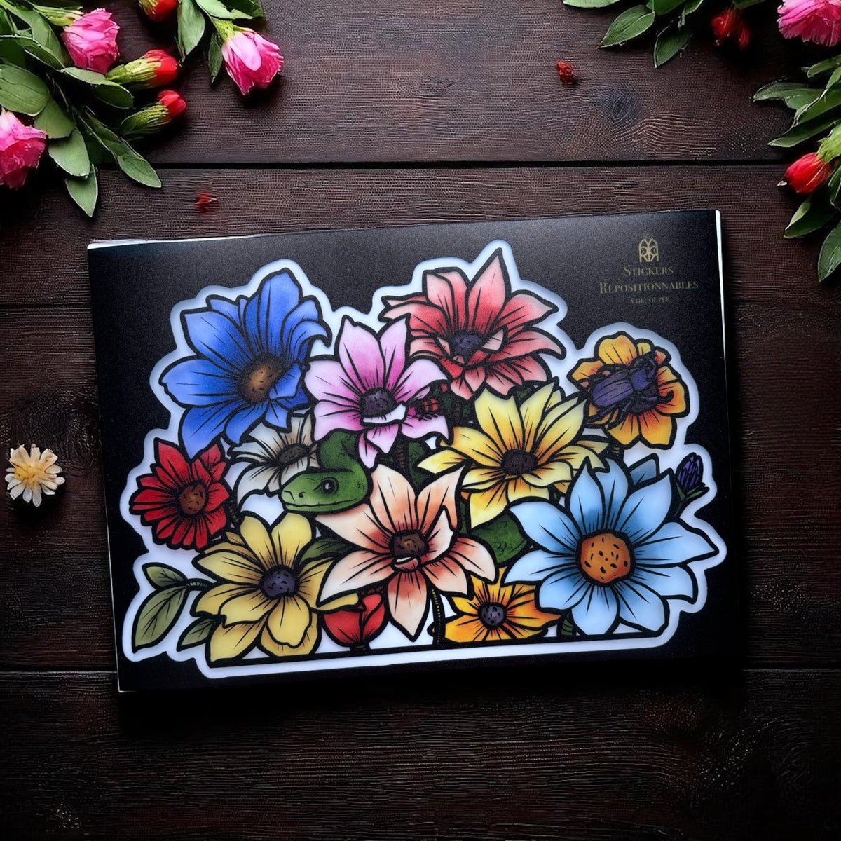 Venin Florale. Stickers repositionnables. A4 à découper.