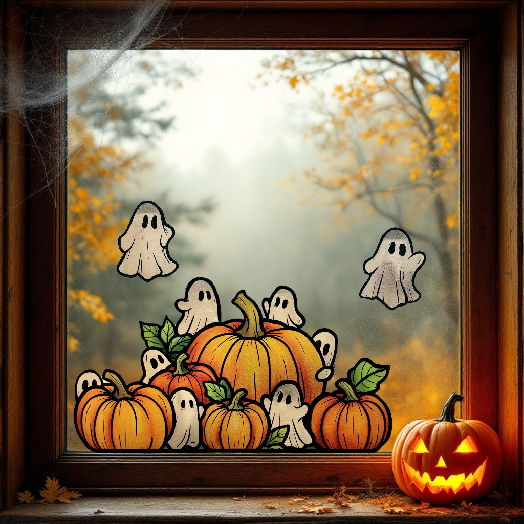 Fantômes d’Halloween . Stickers repositionnables. A4 à découper.