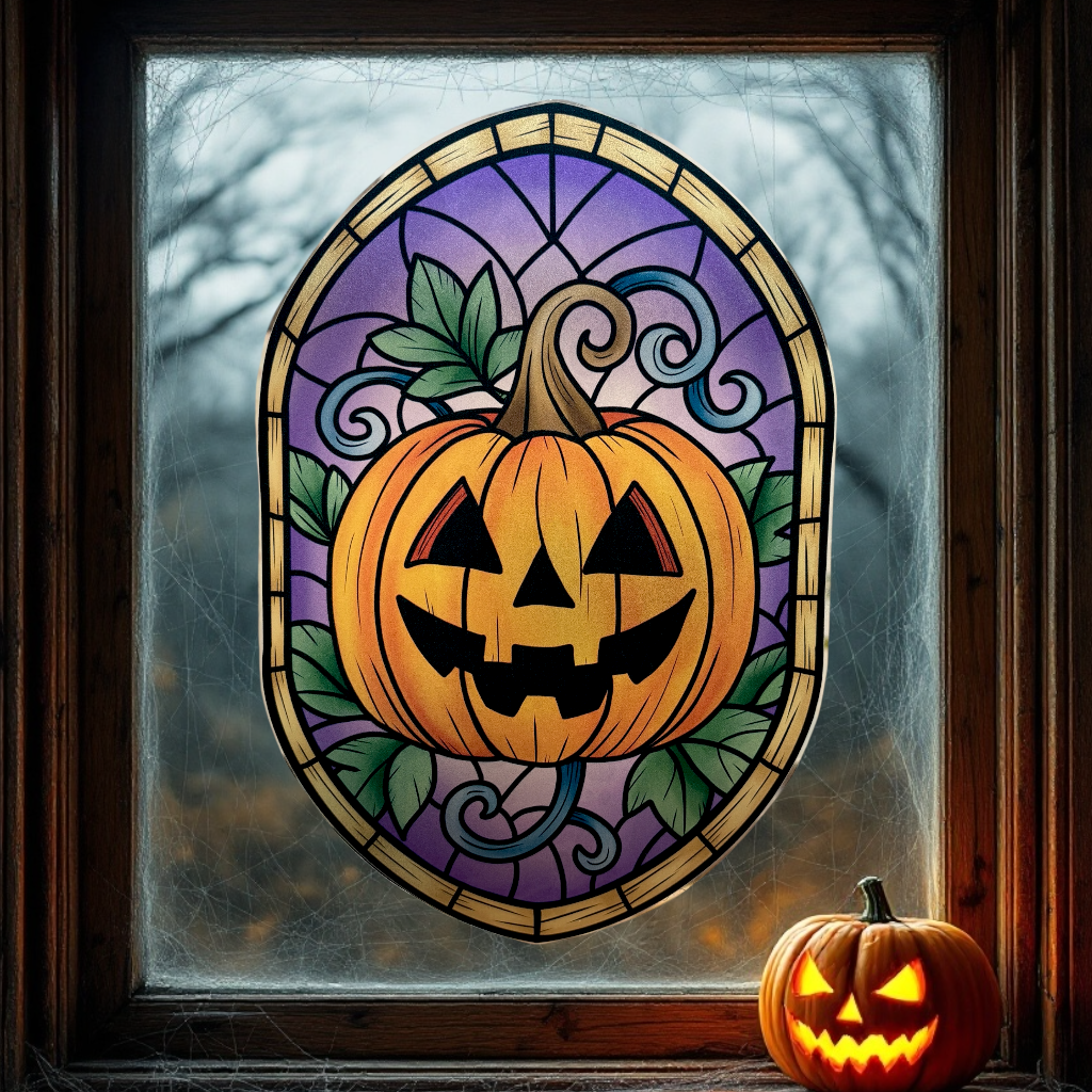 Médaillon Jack O Lantern. Stickers repositionnables. A4 à découper.