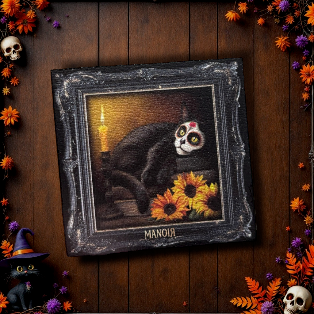 Magnet. Selkie 🖤. Chat noir Día de los Muertos, Portrait Curieux