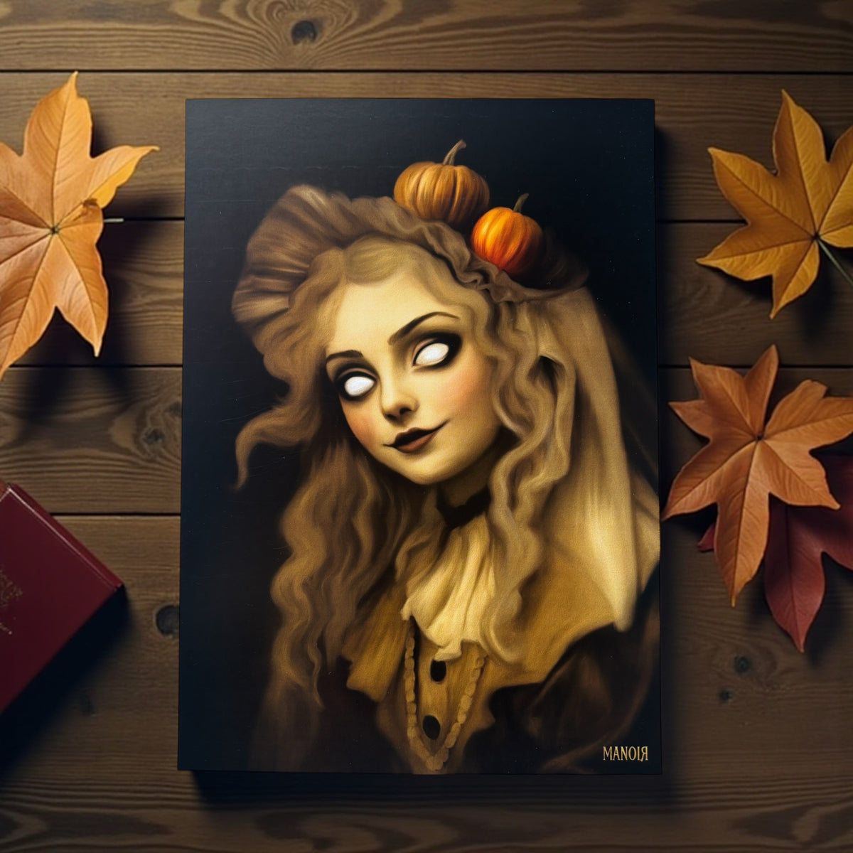 La sorcière de Samhain. Illustration poupée d’automne Halloween. Impression A4