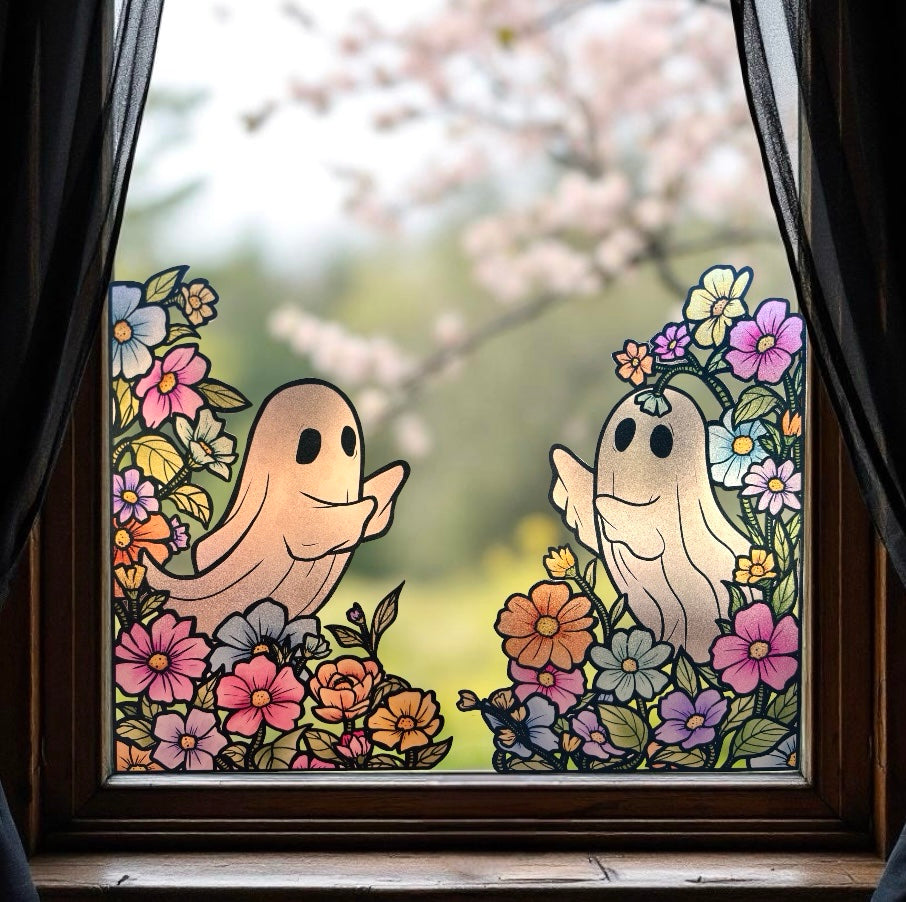 Fantômes de printemps. Stickers vitrail. Repositionnable. A4 à découper.