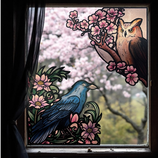 Oiseaux de printemps. Stickers repositionnables. A4 à découper.