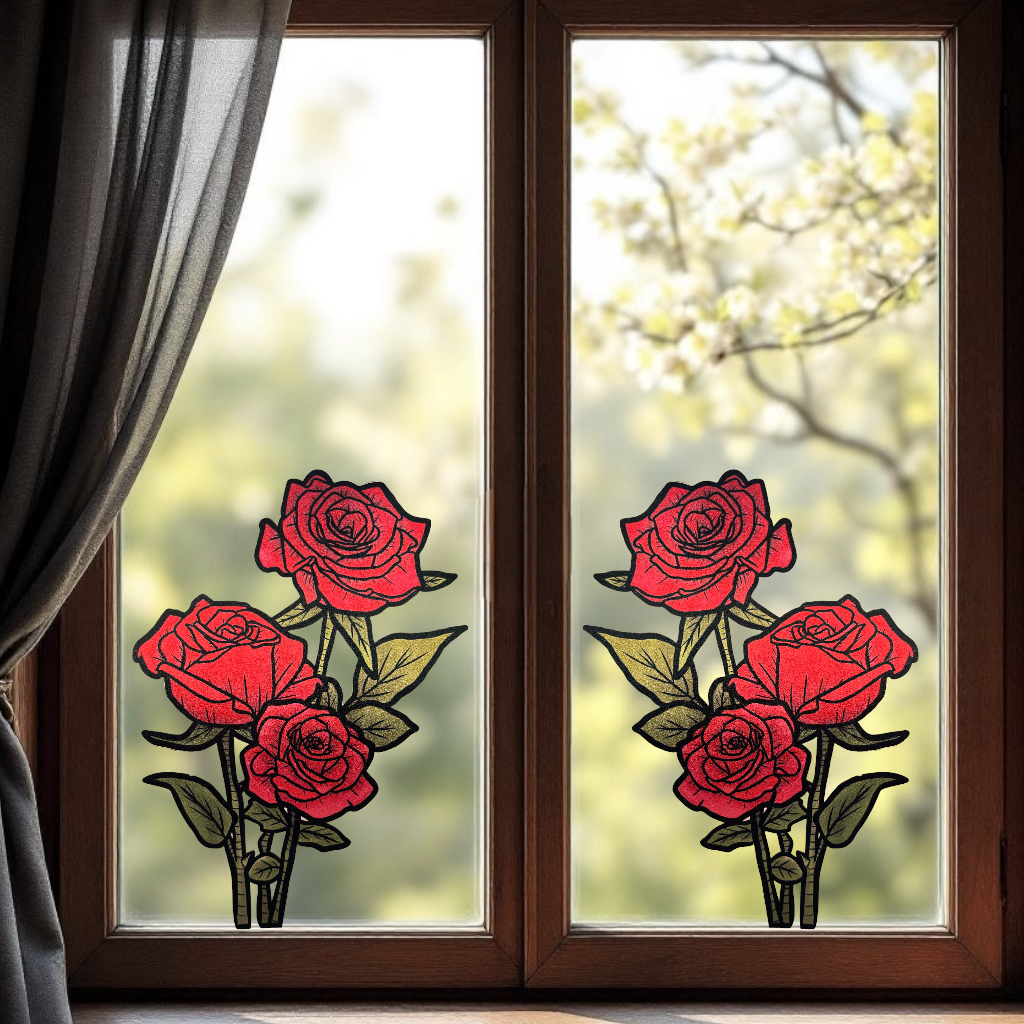 Parterre de roses. Stickers repositionnables. A4 à découper.