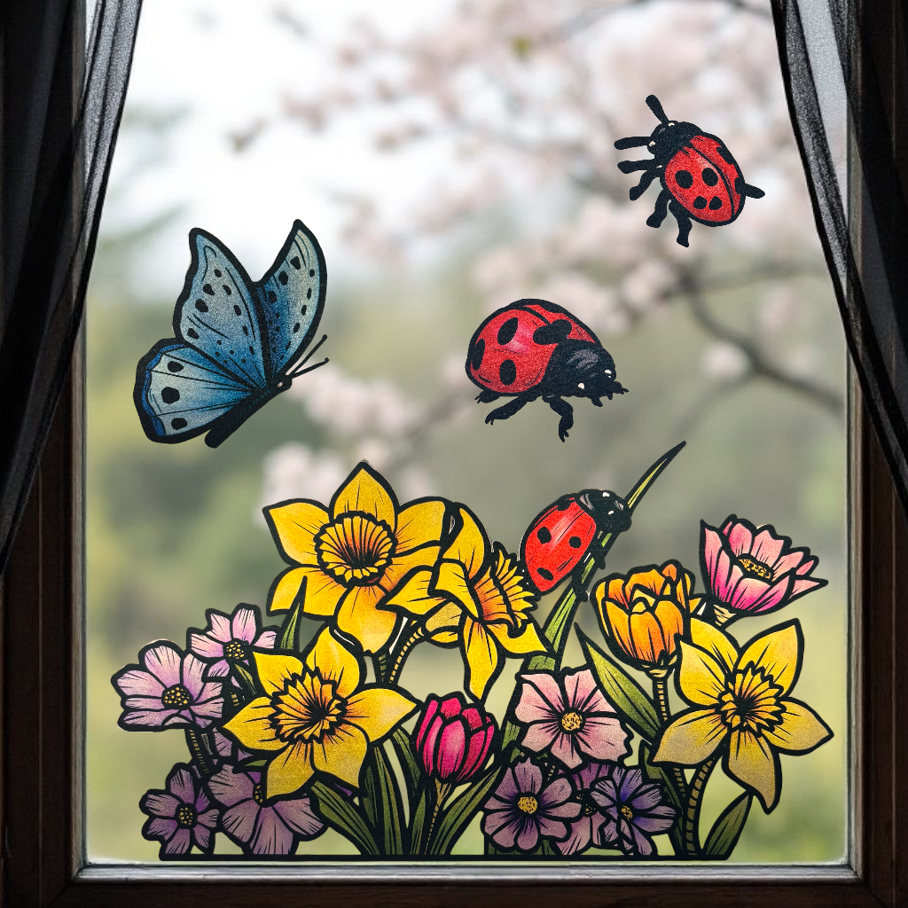 Le printemps. Stickers repositionnables. A4 à découper.