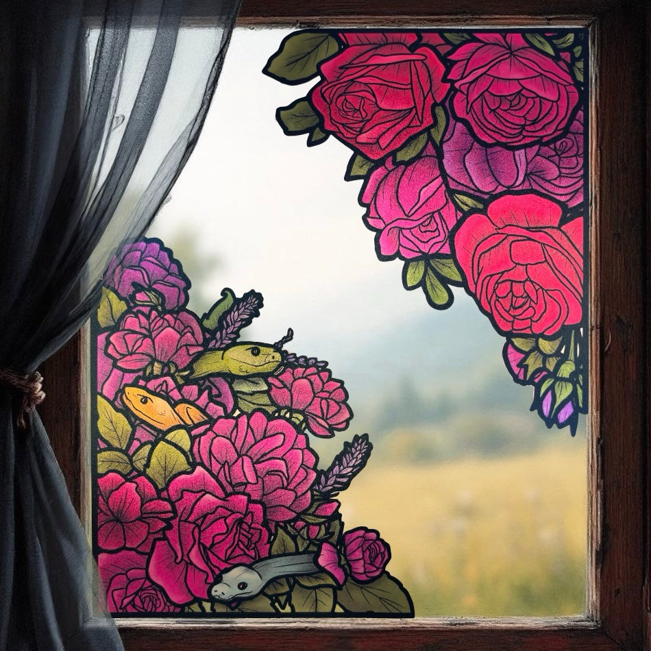 Du venin dans les roses. Sticker repositionnable. À assortir aux coins fleurs de cerisier. A4 à découper.