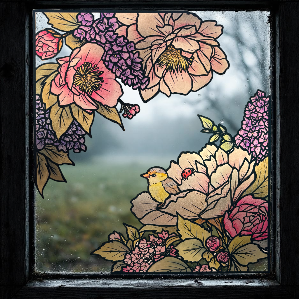 Le chant des pivoines. Stickers repositionnables. A4 à découper.
